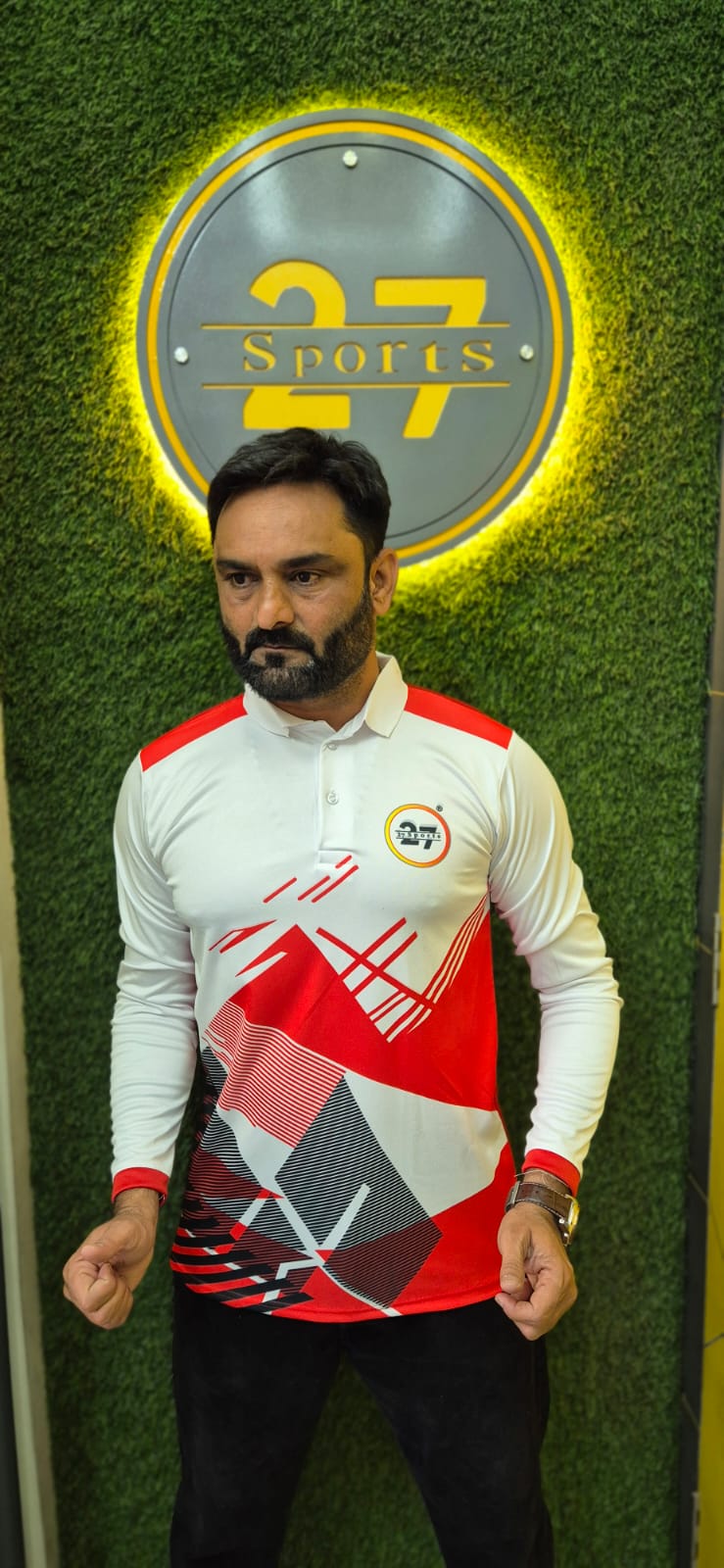 2727 SPORTS CRICKET JERSEY FULL SLEEVE RED WHITE 272711