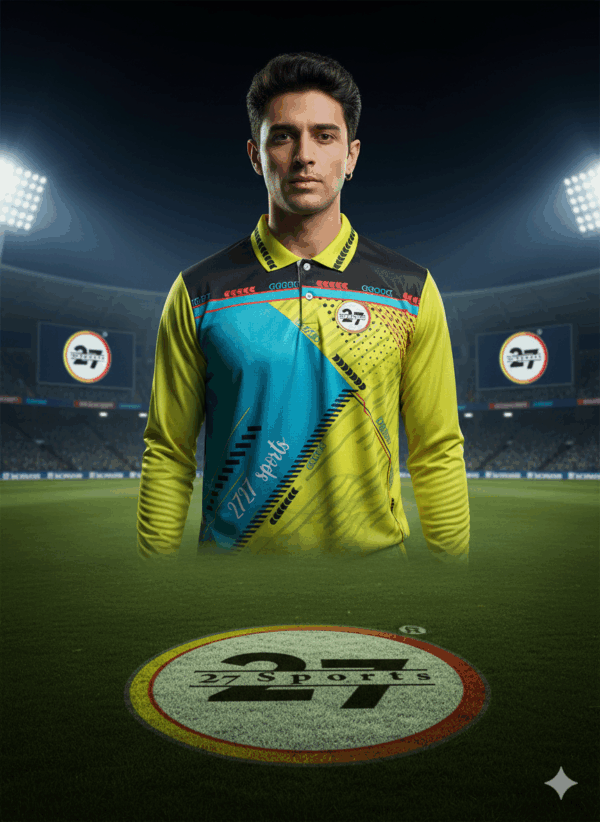 2727 SPORTS PAWAN YELLOW AND BLUE CRICKET JERSEY