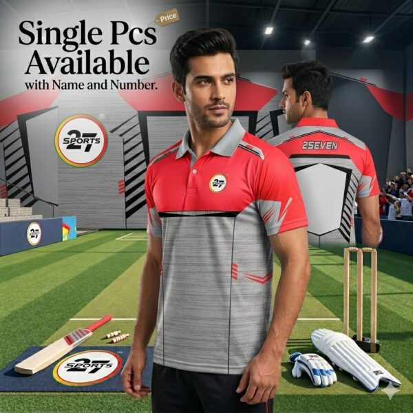 2727 SPORTS CUSTOMIZE TEES - 2702 - GREY/RED COLOR