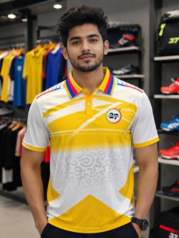 2727 SPORTS NEW TEES - HALF SLEEVE YELLOW AND WHITE